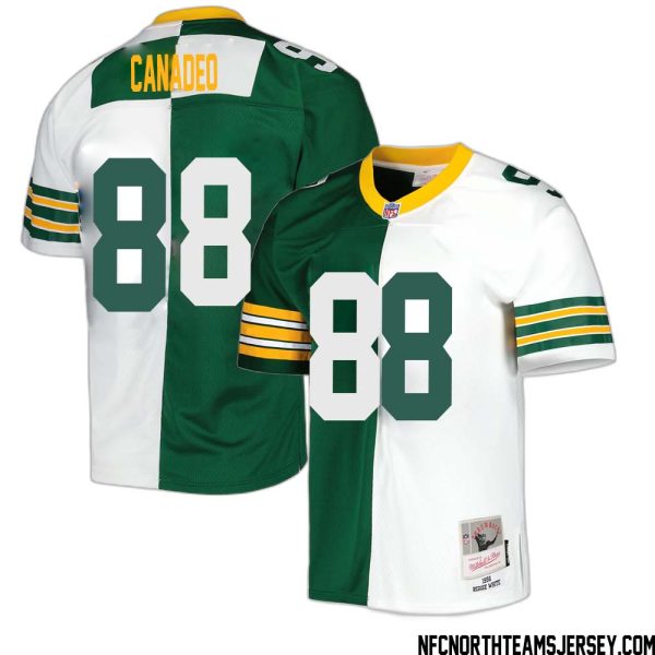 Tony Canadeo No 88 Green Bay Packers Mitchell & Ness 1996 Split Legacy Replica Jersey Green White