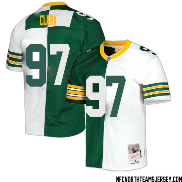 Kenny Clark No 97 Green Bay Packers Mitchell & Ness 1996 Split Legacy Replica Jersey Green White