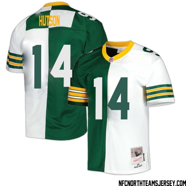 Don Hutson No 14 Green Bay Packers Mitchell & Ness 1996 Split Legacy Replica Jersey Green White