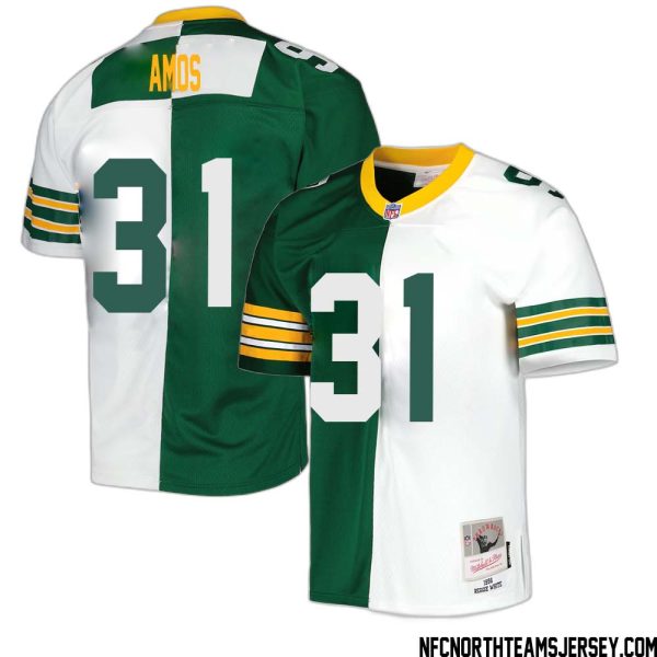 Adrian Amos No 31 Green Bay Packers Mitchell & Ness 1996 Split Legacy Replica Jersey Green White