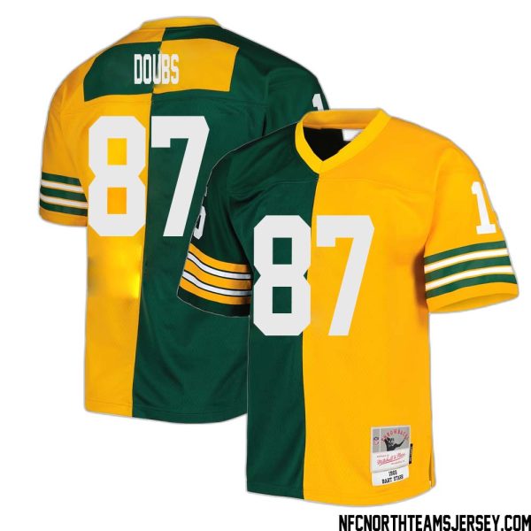 Romeo Doubs No 87 Green Bay Packers Mitchell & Ness 1969 Split Legacy Replica Jersey Green Gold
