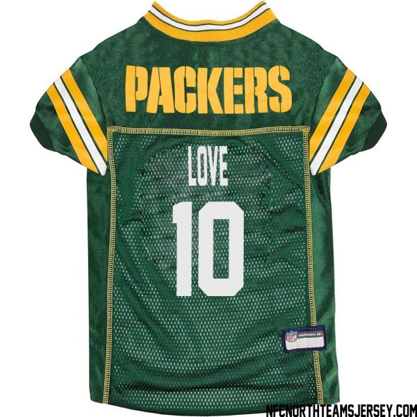 Jordan Love No 10 Green Bay Packers Dog Jersey Green – Replica