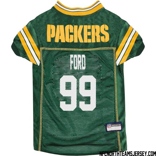 Jonathan Ford No 99 Green Bay Packers Dog Jersey Green – Replica