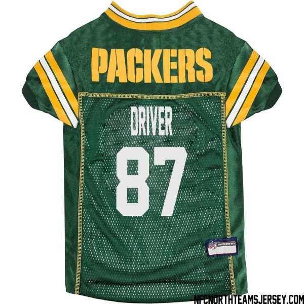 Donald Driver No 87 Green Bay Packers Dog Jersey Green – Replica
