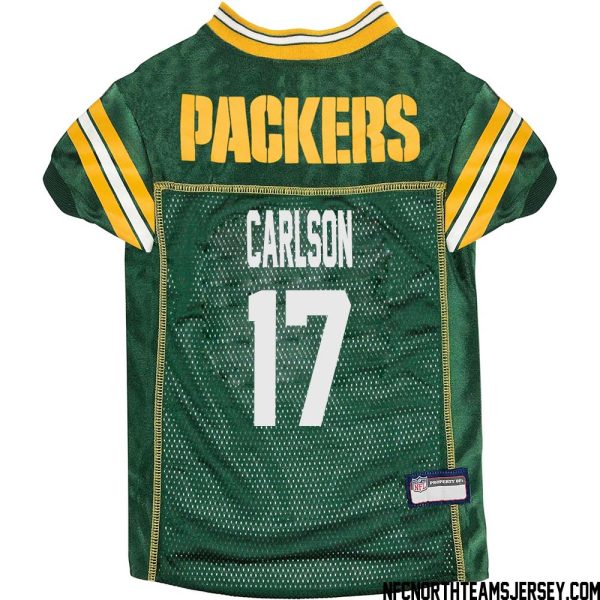 Anders Carlson No 17 Green Bay Packers Dog Jersey Green – Replica