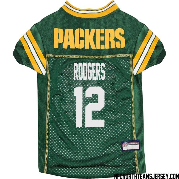 Aaron Rodgers No 12 Green Bay Packers Dog Jersey Green – Replica