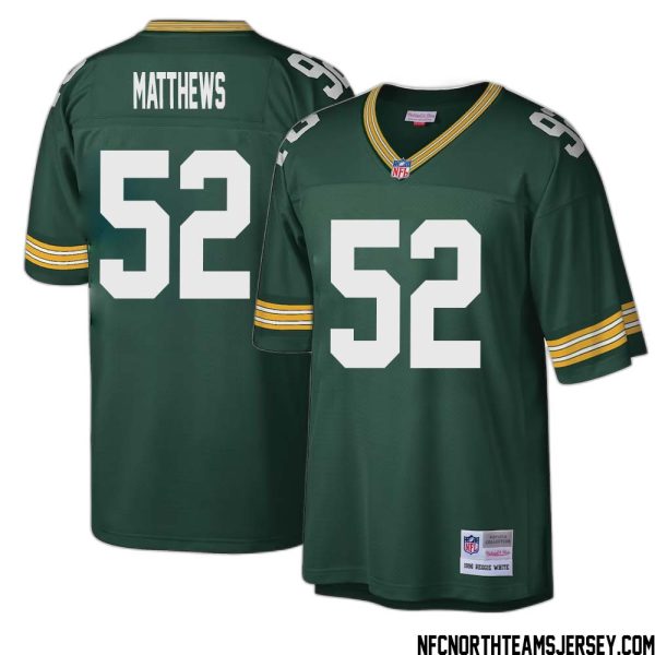 Clay Matthews No 52 Green Bay Packers Mitchell & Ness Big & Tall 1996 Retired Player Replica Jersey Dark Green