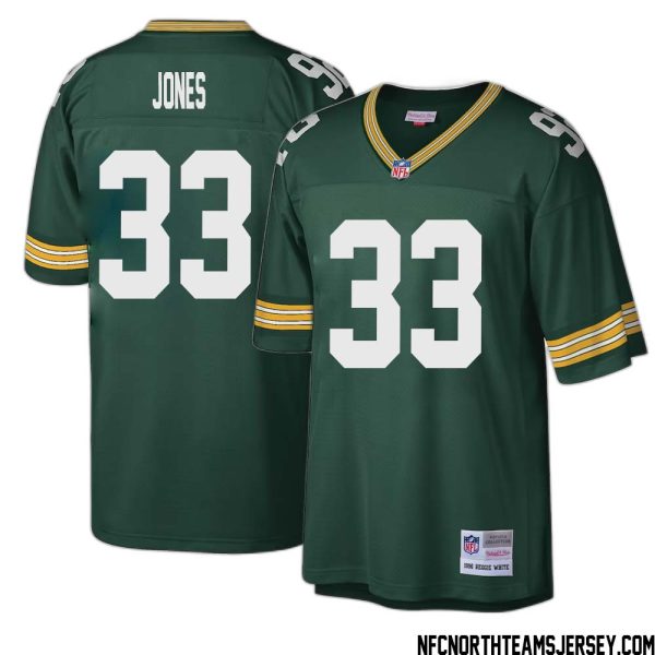 Aaron Jones No 33 Green Bay Packers Mitchell & Ness Big & Tall 1996 Retired Player Replica Jersey Dark Green