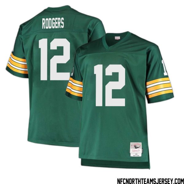 Aaron Rodgers No 12 Green Bay Packers Mitchell & Ness Big & Tall 1968 Retired Player Replica Jersey Green