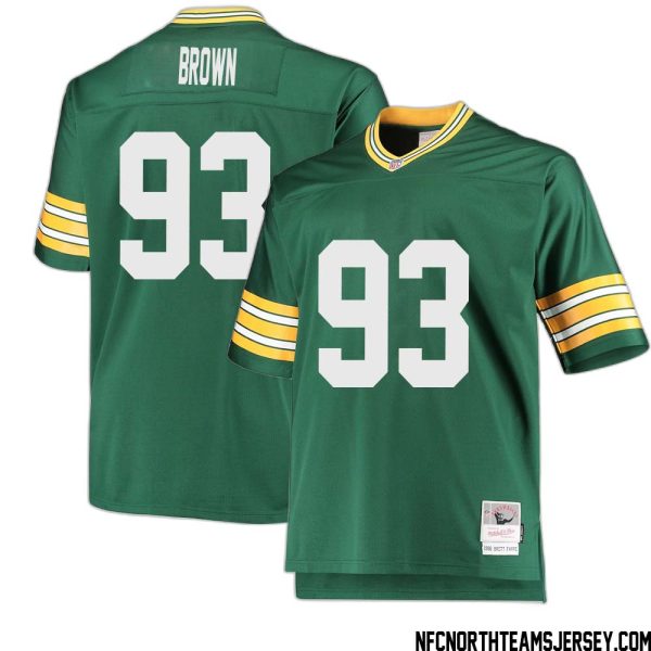 Gilbert Brown No 93 Green Bay Packers Mitchell & Ness Big & Tall 1996 Retired Player Replica Jersey Green