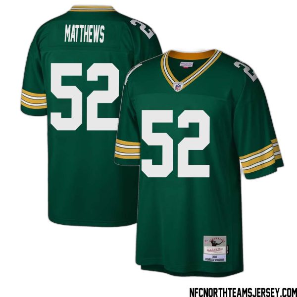 Clay Matthews No 52 Green Bay Packers Mitchell & Ness Legacy Replica Jersey Green