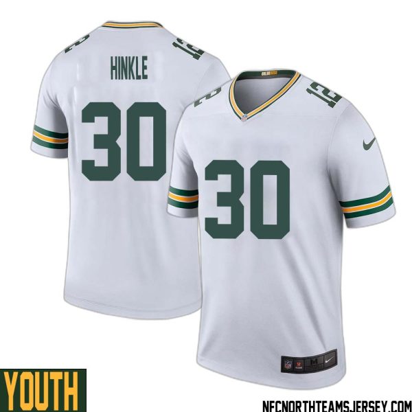 Clarke Hinkle No 30 Green Bay Packers Color Rush Legend Jersey White Youth – Replica
