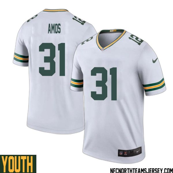 Adrian Amos No 31 Green Bay Packers Color Rush Legend Jersey White Youth – Replica