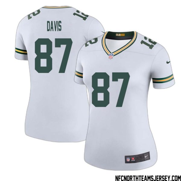 Willie Davis No 87 Green Bay Packers Color Rush Legend Jersey White Womens – Replica