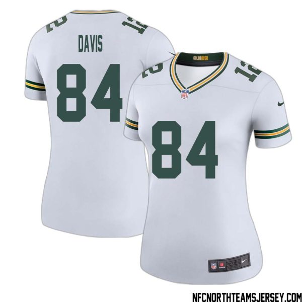 Tyler Davis No 84 Green Bay Packers Color Rush Legend Jersey White Womens – Replica