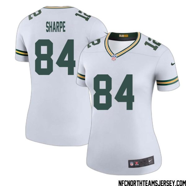 Sterling Sharpe No 84 Green Bay Packers Color Rush Legend Jersey White Womens – Replica