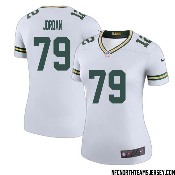 Mike Jordan No 79 Green Bay Packers Color Rush Legend Jersey White Womens – Replica