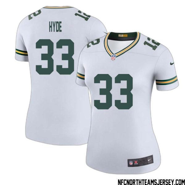 Micah Hyde No 33 Green Bay Packers Color Rush Legend Jersey White Womens – Replica