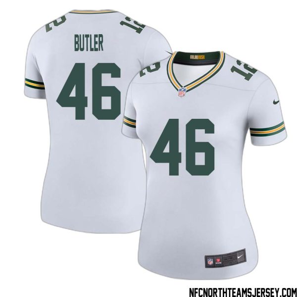 Leroy Butler No 46 Green Bay Packers Color Rush Legend Jersey White Womens – Replica