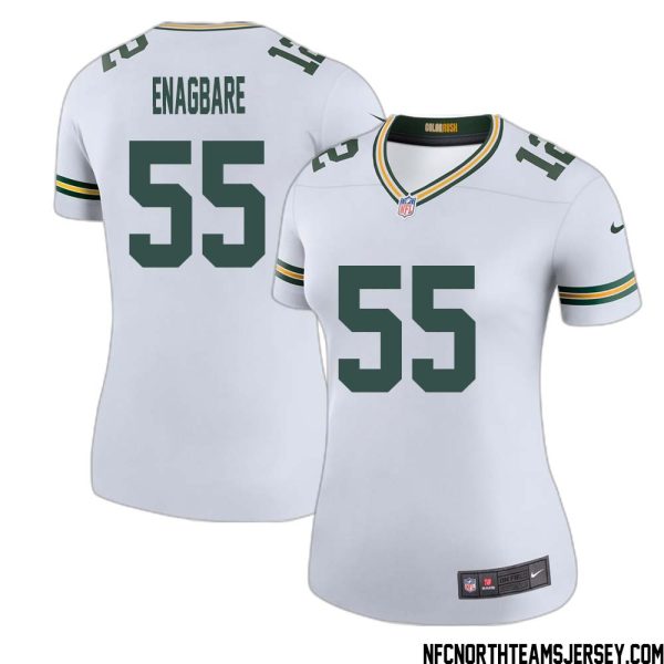 Kingsley Enagbare No 55 Green Bay Packers Color Rush Legend Jersey White Womens – Replica