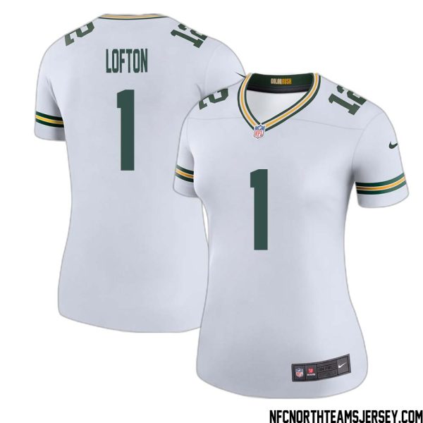 James Lofton No 1 Green Bay Packers Color Rush Legend Jersey White Womens – Replica