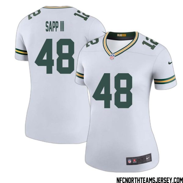 Benny Sapp Iii No 48 Green Bay Packers Color Rush Legend Jersey White Womens – Replica