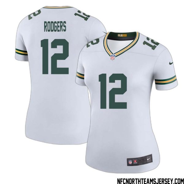 Aaron Rodgers No 12 Green Bay Packers Color Rush Legend Jersey White Womens – Replica