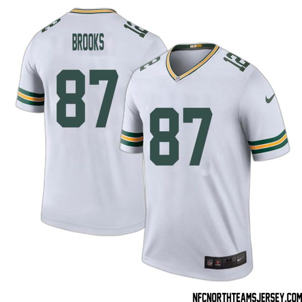 Robert Brooks No 87 Green Bay Packers Color Rush Legend Jersey White Mens – Replica