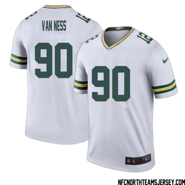 Lukas Van Ness No 90 Green Bay Packers Color Rush Legend Jersey White Mens – Replica