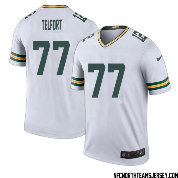 Kadeem Telfort No 77 Green Bay Packers Color Rush Legend Jersey White Mens – Replica