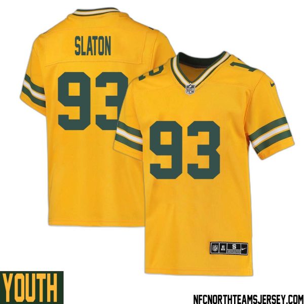 Tedarrell Slaton No 93 Davante Adams Green Bay Packers Inverted Legend Jersey Gold Youth – Replica
