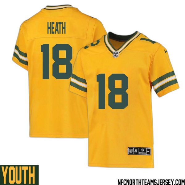Malik Heath No 18 Davante Adams Green Bay Packers Inverted Legend Jersey Gold Youth – Replica