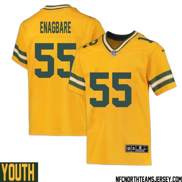 Kingsley Enagbare No 55 Davante Adams Green Bay Packers Inverted Legend Jersey Gold Youth – Replica