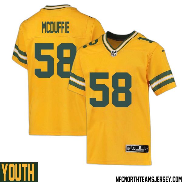 Isaiah Mcduffie No 58 Davante Adams Green Bay Packers Inverted Legend Jersey Gold Youth – Replica