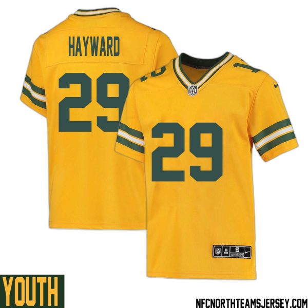 Casey Hayward No 29 Davante Adams Green Bay Packers Inverted Legend Jersey Gold Youth – Replica