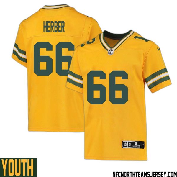 Arnie Herber No 66 Davante Adams Green Bay Packers Inverted Legend Jersey Gold Youth – Replica