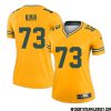 Zach Tom No 50 Davante Adams Green Bay Packers Inverted Legend Jersey Gold Women – Replica