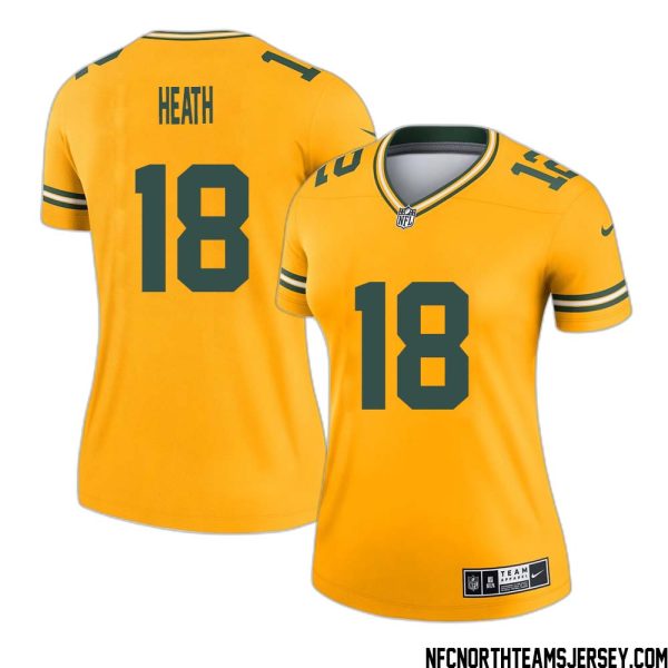 Malik Heath No 18 Davante Adams Green Bay Packers Inverted Legend Jersey Gold Women – Replica