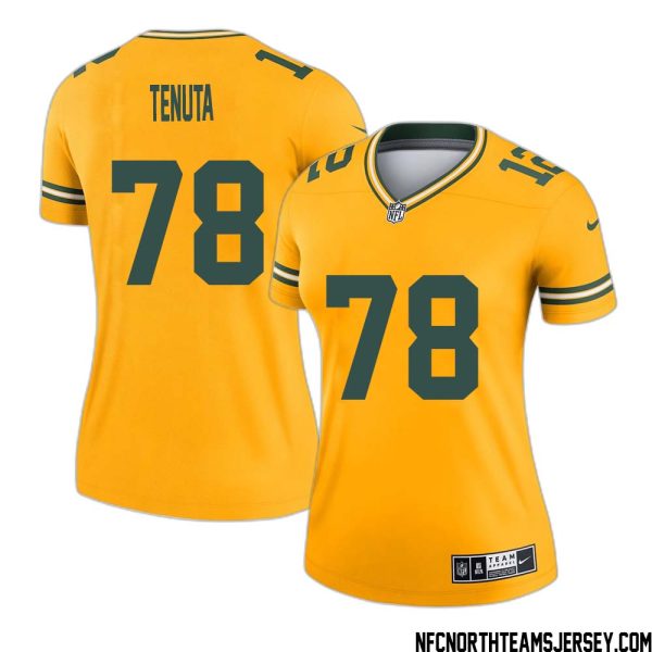Luke Tenuta No 78 Davante Adams Green Bay Packers Inverted Legend Jersey Gold Women – Replica