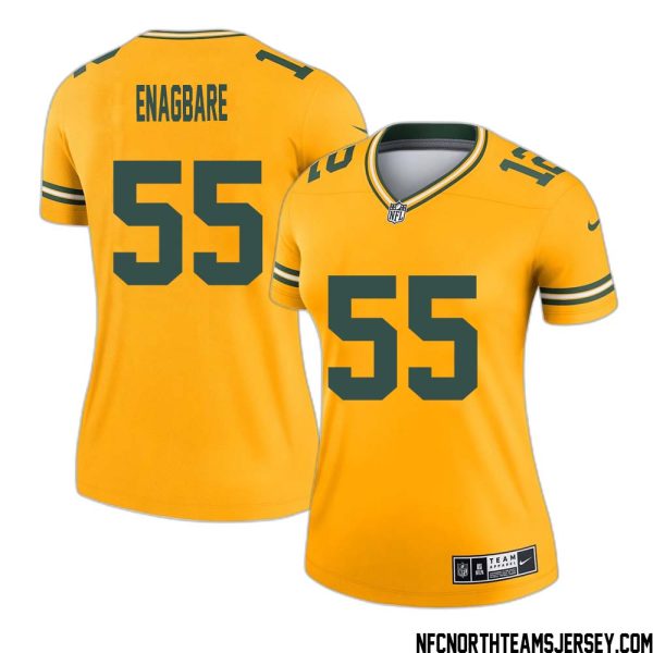 Kingsley Enagbare No 55 Davante Adams Green Bay Packers Inverted Legend Jersey Gold Women – Replica