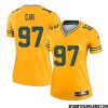 Kenneth Odumegwu No 56 Davante Adams Green Bay Packers Inverted Legend Jersey Gold Women – Replica