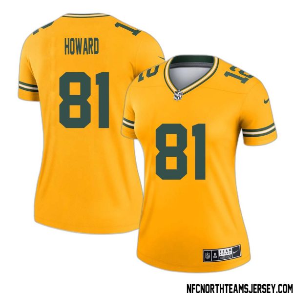 Desmond Howard No 81 Davante Adams Green Bay Packers Inverted Legend Jersey Gold Women – Replica