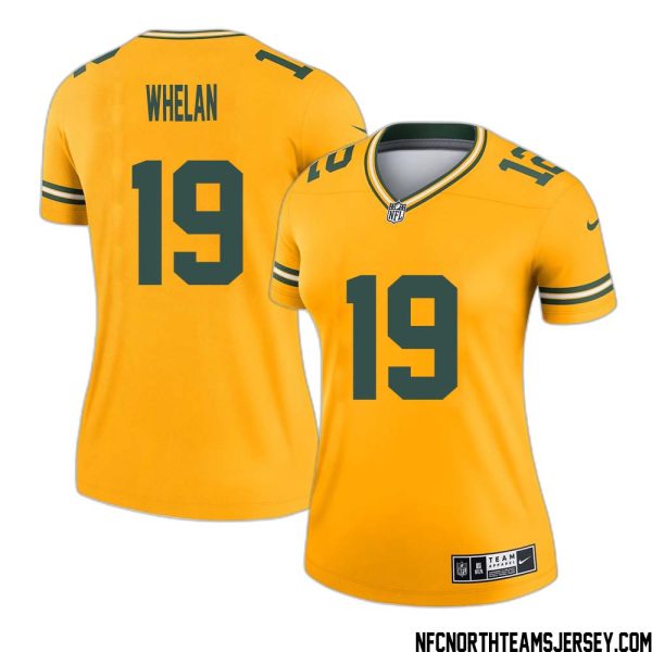 Daniel Whelan No 19 Davante Adams Green Bay Packers Inverted Legend Jersey Gold Women – Replica