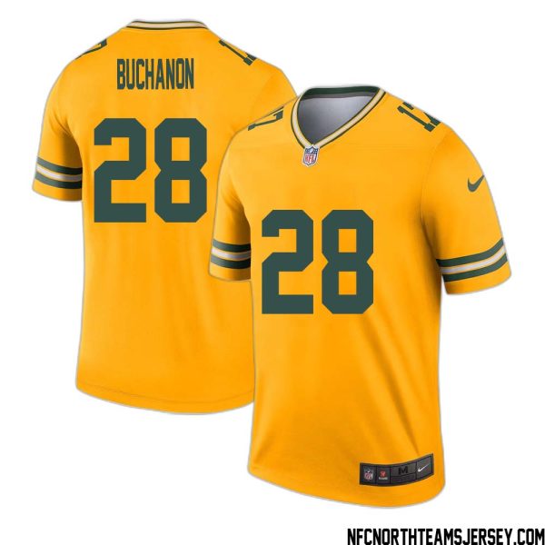 Willie Buchanon No 28 Davante Adams Green Bay Packers Inverted Legend Jersey Gold – Replica