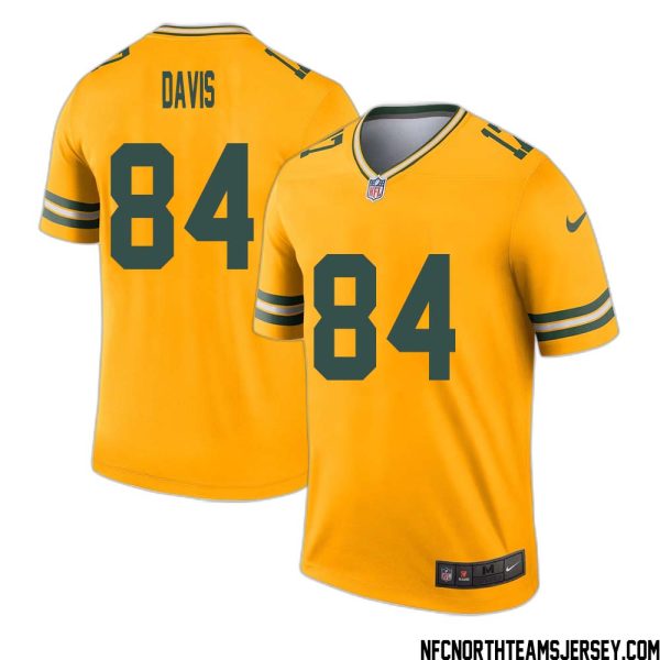 Tyler Davis No 84 Davante Adams Green Bay Packers Inverted Legend Jersey Gold – Replica