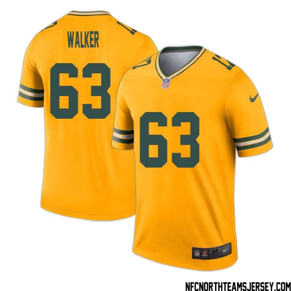 Rasheed Walker No 63 Davante Adams Green Bay Packers Inverted Legend Jersey Gold – Replica