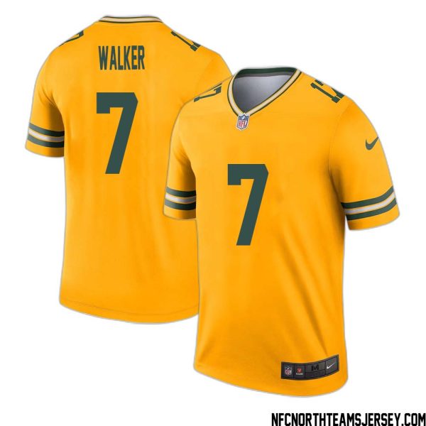 Quay Walker No 7 Davante Adams Green Bay Packers Inverted Legend Jersey Gold – Replica