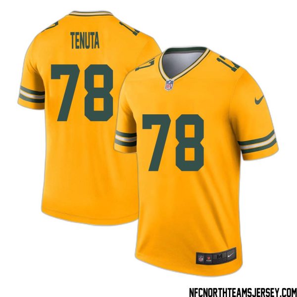 Luke Tenuta No 78 Davante Adams Green Bay Packers Inverted Legend Jersey Gold – Replica