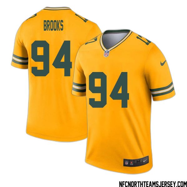 Karl Brooks No 94 Davante Adams Green Bay Packers Inverted Legend Jersey Gold – Replica