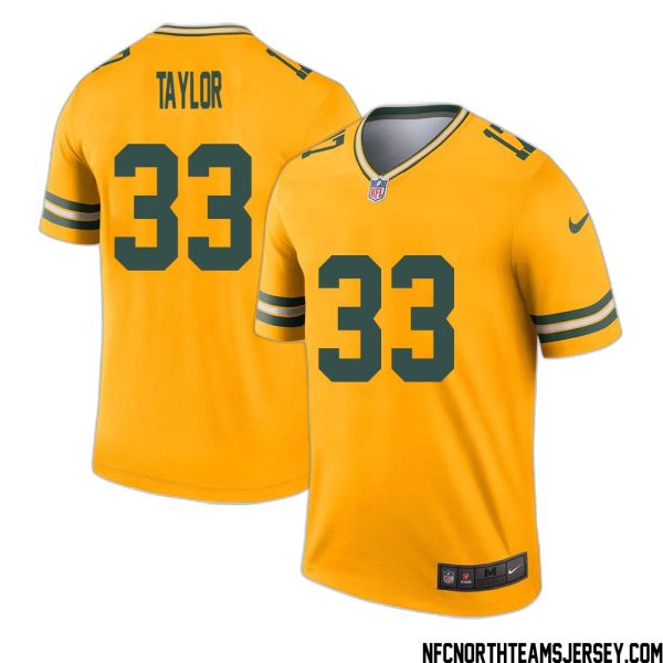 Jim Taylor No 33 Davante Adams Green Bay Packers Inverted Legend Jersey Gold – Replica